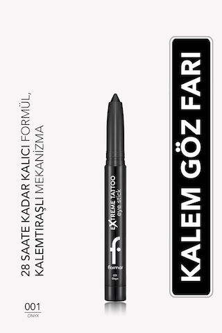 Flormar Extreme Tattoo Mat & Işıltılı Asansörlü Kalemtıraşlı Jel Göz Kalemi & Far Stick 8682536118965 001onyx