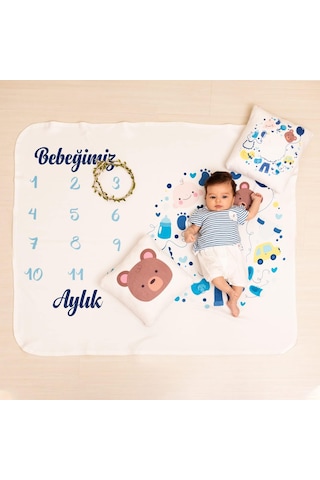 Lexroo Yeni Doğan Bebek Hediyesi Fotoğraf Battaniyesi Seti Aylık Çekim Çok Renkli