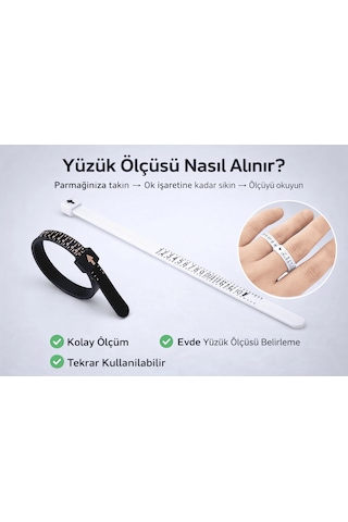 Yüzük Ölçüsü Alma Aleti Parmak Yüzük Ölçer Aparatı Ring Sizer Yüzük Ölçme Ölçü Seti - 2 Adet Siyah