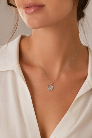 Balenbi Jewelry Kadın Taşlı Kalp Figürlü Gümüş Renk Kararmaz Çelik Kolye 1157