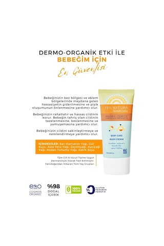 Iva Natura Organik Sertifikalı %98 Doğal Onarıcı Ve Önleyici Bebek Pişik Kremi Sarı Kantaron Özlü 75ml