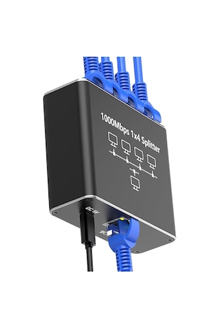 Gigabit Ethernet Splitter Lan Switch 4 Port, Tip C Güç Kablosu, 1000mbps Rj45 Ağ Dağıtıcı