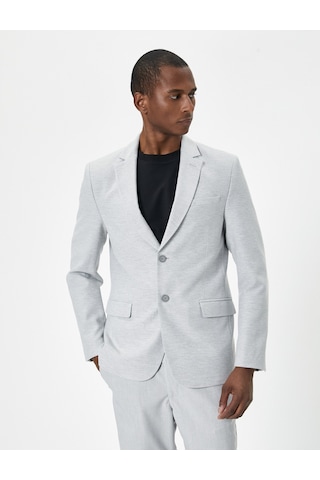 Koton Blazer Ceket Slim Fit Cep Detaylı Düğmeli Gri 5wam50001hk Gri