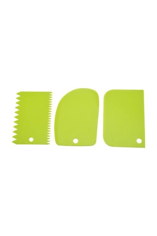 Hamur Kek Pişirme Kazıyıcı Fondan Pasta Kesici Aracı Yeşil 3 Adet/Takım