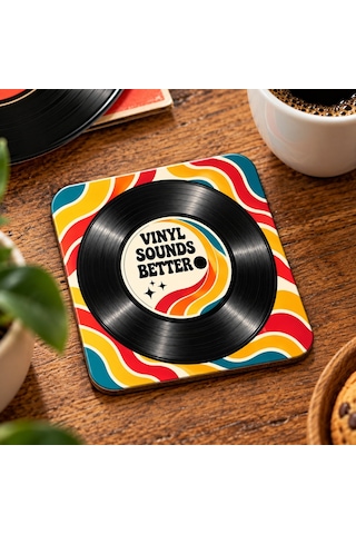 Reto Vinlytemalı Dekoratif Mdf Bardak Altlığı 10x10 Cm Çok Renkli