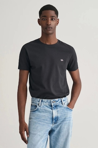 Gant Erkek Siyah Slim Fit Bisiklet Yaka Logolu T-shirt S Siyah