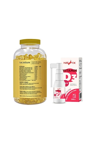 Flx Omega 3-6-9 180 Tablet & Nevfix Vitamin D3 Sıvı 20 ML