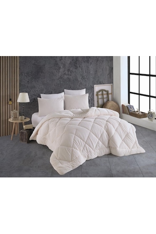 Comfort Yorgan Seti Çift Kişilik Stripe Krem Çok Renkli
