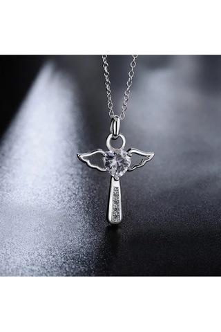 925ayar Gümüş Kristal Taşlı Melek Kolye