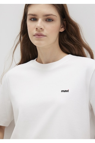 Mavi - Mini Mavi Logo Baskılı Ekru Basic Tişört 1612122-70057 Ekru
