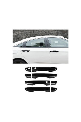 Youtek Honda Civic 10. Nesil 2016-2021 Sağ Sürücü Fc1/fk7/fk8 Akıllı Kapı Kolu Kapağı - Siyah Boyalı Abs Malzeme