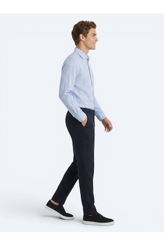 Kip Lacivert Dokuma Relaxed Fit Casual Pamuk Karışımlı Pantolon