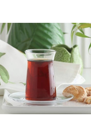 LAV Vera Cam Çay Seti 6 Kişilik 180 ml (6 Çay Bardağı, 6 Çay Tabağı)