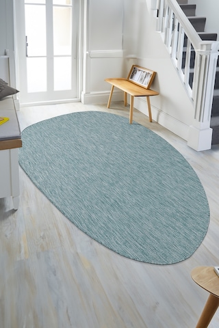 Konfor Halı Tema 9036 Turkuaz Sisal Hasır İç Dış Mekan Kilim Dekoratif Bahçe Balkon Salon Halısı Turkuaz