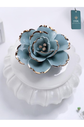 Flowers Kapaklı Çiçekli Dekoratif Seramik Saklama Kutusu / Takı Kutusu