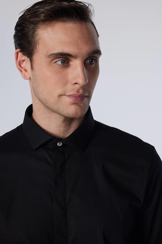 Tudors Slim Fit Uzun Kollu Dar Kesim Gizli Pat Pamuklu Siyah Erkek Gömlek-30960-siyah Siyah