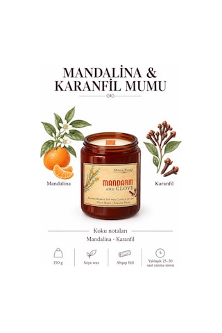 Soya Wax Mum Mandalina & Karanfil, 150 Gr Beyaz