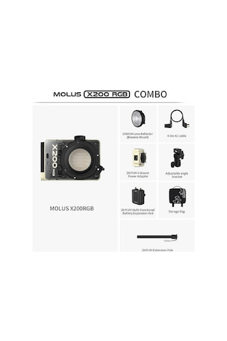 Zhiyun Molus X200 Rgb Combo Paket 200w Taşınabilir Led Video Işığı- Bej