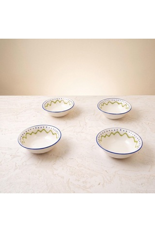 Güral Porselen Zeytindalı Desenli 14 Cm 4lü Çorba Ve Salata Kasesi Çok Renkli