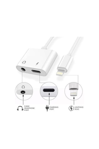 Apple Uyumlu iPhone Lightning Aux Kulaklık Şarj Adaptörü Dönüştürücü Çevirici