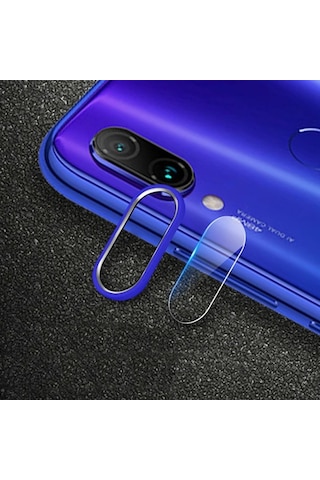 Xiaom Redmi Note 7 Kamera Koruma Metal Lens+ Kırılmaz Cam Set- 5775 Siyah