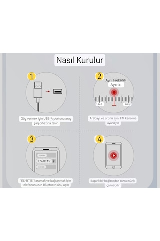 Bt15 Bluetooth 5.3 Araç Kiti+fm Transmitter 3.5mm Aux Jack Hafıza