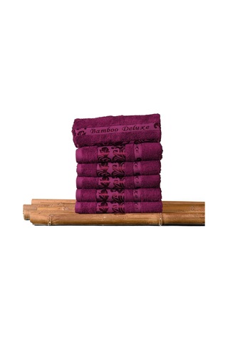 Mulberry Bambu Havlu %100 Organik Bambu Havlu Seti 50 x 90 - 6'lı Paket Premium Ultra Yumuşak Dekoratif Mürdüm