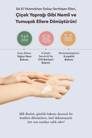 Yaşlanma Karşıtı Yumuşatıcı Parfümlü El Kremi Mılk Baobab Blooming Perfume Hand Cream White Musk