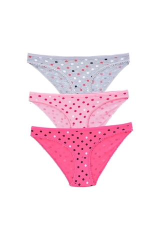 Kadın 3'Lü Paket Desenli Bikini Külot Karışık (481017853)-Tek Ebat-Karışık Çok Renkli