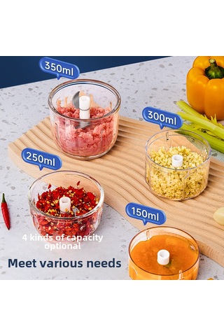 Reedark Evdeki Zeytinyağlı Yemekler İçin Elektrikli Sarımsak Dilimleyici Ve Kesici - 350ml Yeşil Cam Kase İle 6 Blatlı Bıçak Diğer