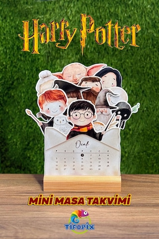 Harry Potter Temalı Ahşap Standlı Masa Takvimi 2026 Masa Takvimi