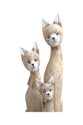 Ahşap Otantik 3 Lü Kedi 100cm Dekoratif Ahşap Kedi 100 80 60 Cm Açık Kahve