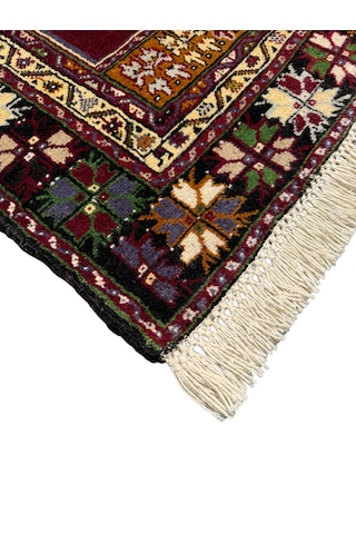 El Dokuma Eski Antika Mihraplı Maden Halısı 106x155 Renkli Kök Boya Yün Renkli