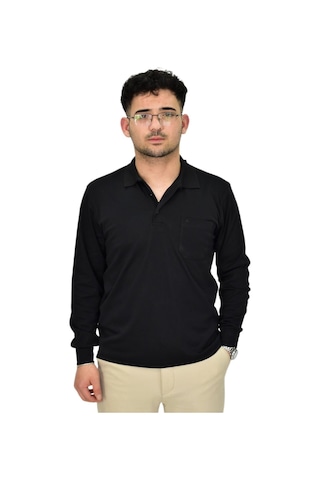 Dynamo Erkek Büyük Beden Mevsimlik Polo Yaka Sweatshirt 1-6830 Bgl-st04415 Siyah