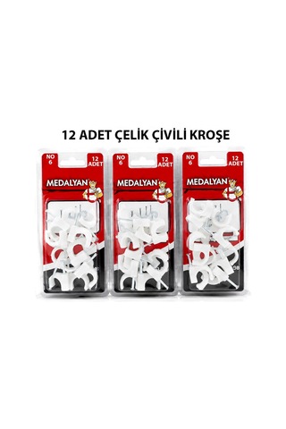 Medalyan Dl-38 Çelik Çivili Kroşe No 6 - 12'li Paket Diğer