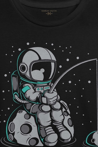 Uzayda Olta Atan Astronot Cosmos Uzay Gezegen Baskılı Tişört Unisex T-shirt 001