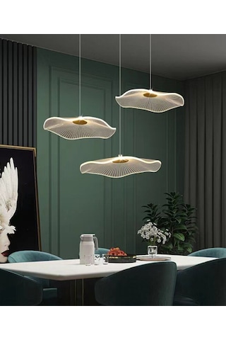 Burenze Burenze Luxury Exclusive Üçlü Yuvarlak Sarkıt Led Avize Jellyfish Gold Sarı Ledli Avize -burenze2022-6 Gold Sarı