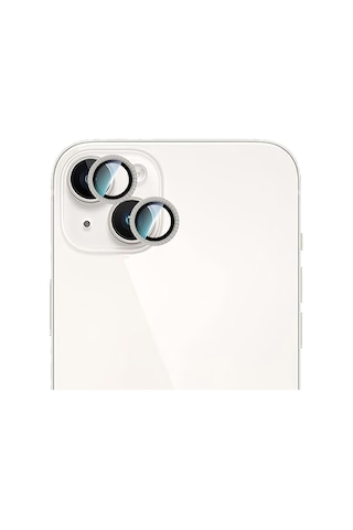 Apple Uyumlu iPhone 15 Caseworld Alloy Sparkling Diamond Serisi Taşlı Lens Koruyucu Gümüş