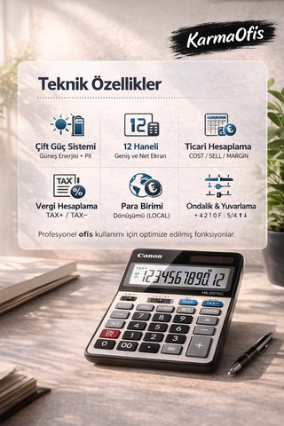 Hs-20tsc 12 Haneli Hesap Makinesi Profesyonel Ofis Tipi, Vergi Hesaplama, Çift Güç Güneş + Pil Diğer