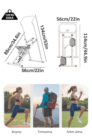Maxfıt Climber Tırmanma Aleti Katlanabilir,eğim Ayarlı Dijital Göstergeli Beyaz