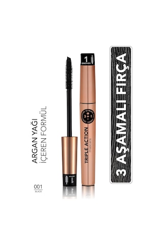 Flormar Triple Action Ayarlanabilen Fırçalı Maskara 001 (Siyah)