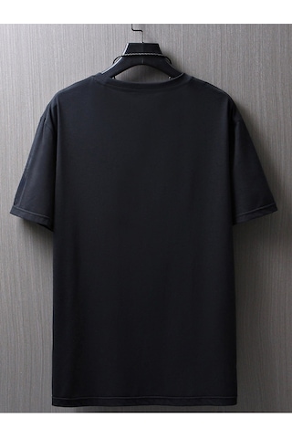 Chicago 23 T-shirt - Siyah Baskılı Oversize Bisiklet Yaka Kısa Kol Tişört Siyah