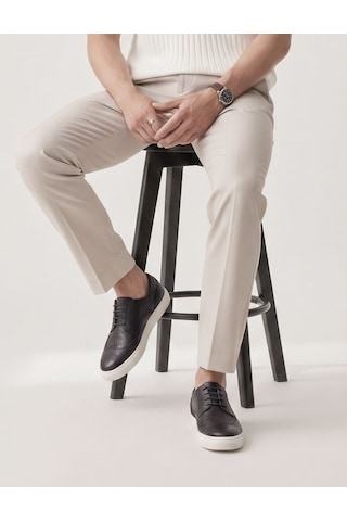Cabani Siyah Hakiki Deri Erkek Oxford Sneaker