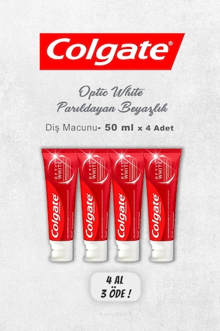 4 Al 3 Öde Colgate Optic White Parıldayan Beyazlık 50 Ml