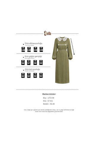 Riella Butik Dantel Yakalı Zarif Tesettür Elbise Lacivert