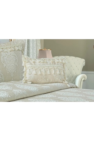 Larissa Pamuk Polyester Jakar Kumaş Krem Yatak Örtüsü Seti 7 Parça 260x270 Cm 357 Krem