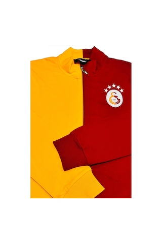 Galatasaray Dik Yaka Tam Fermuar 5 Yıldızlı Sarı Kırmızı Sweat Gs Aslan Baskılı Ahşap Kutulu Kırmızı - Sarı