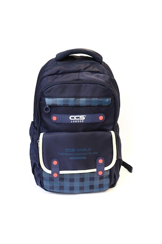 Ççs London 2 Büyük 2 Küçük Gözlü Okul Çantası, Sırt Çantası, Spor Çantası, Günlük Çanta 51678 Lacivert Desenli
