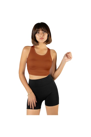 Terapi Men Kiremit Sırt Detaylı Fitted/vücuda Oturan Kare Yaka Spor Bluz Kiremit