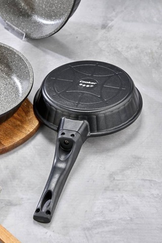 Cooker 3 Parça Granit Döküm Tava Seti 20 24 28 Cm Ckr3898 Siyah